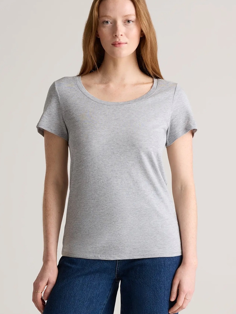 NWOT Quince cotton modal scoop neck tee heather grey large